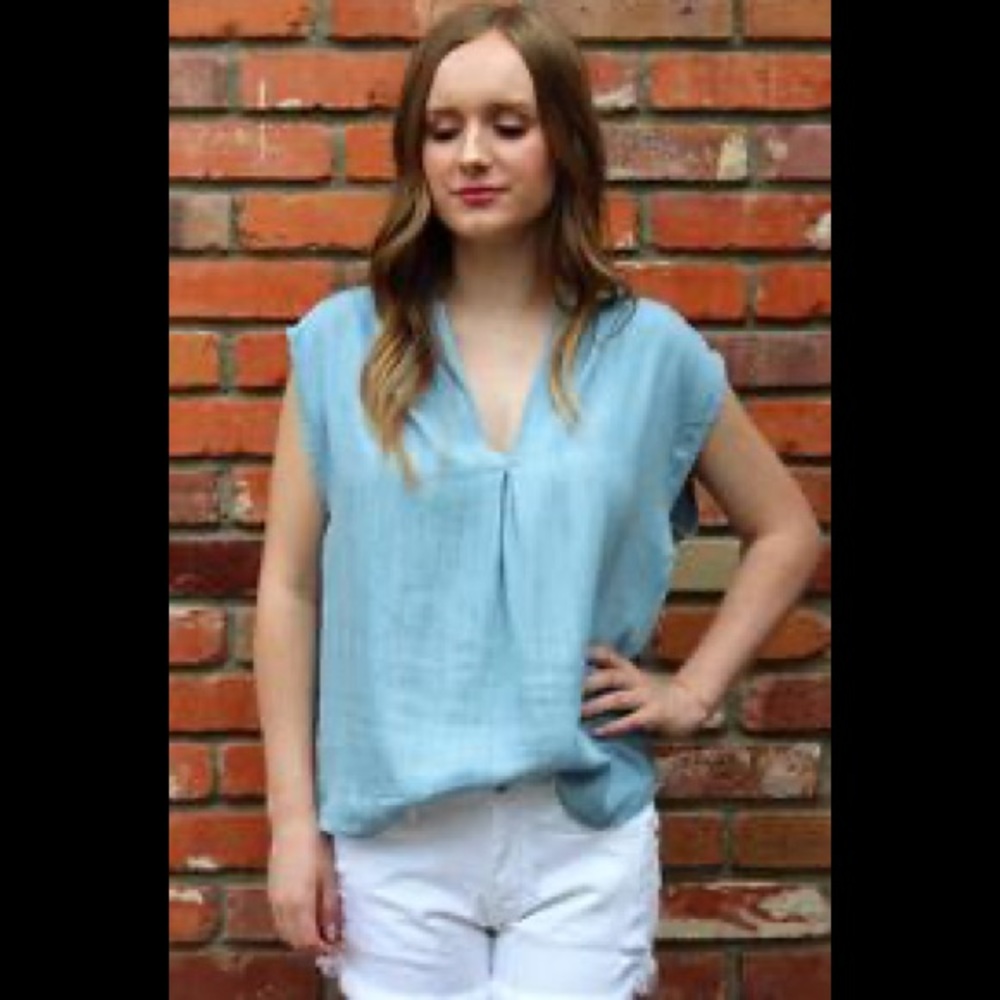 Tencel V Neck Yoke Top